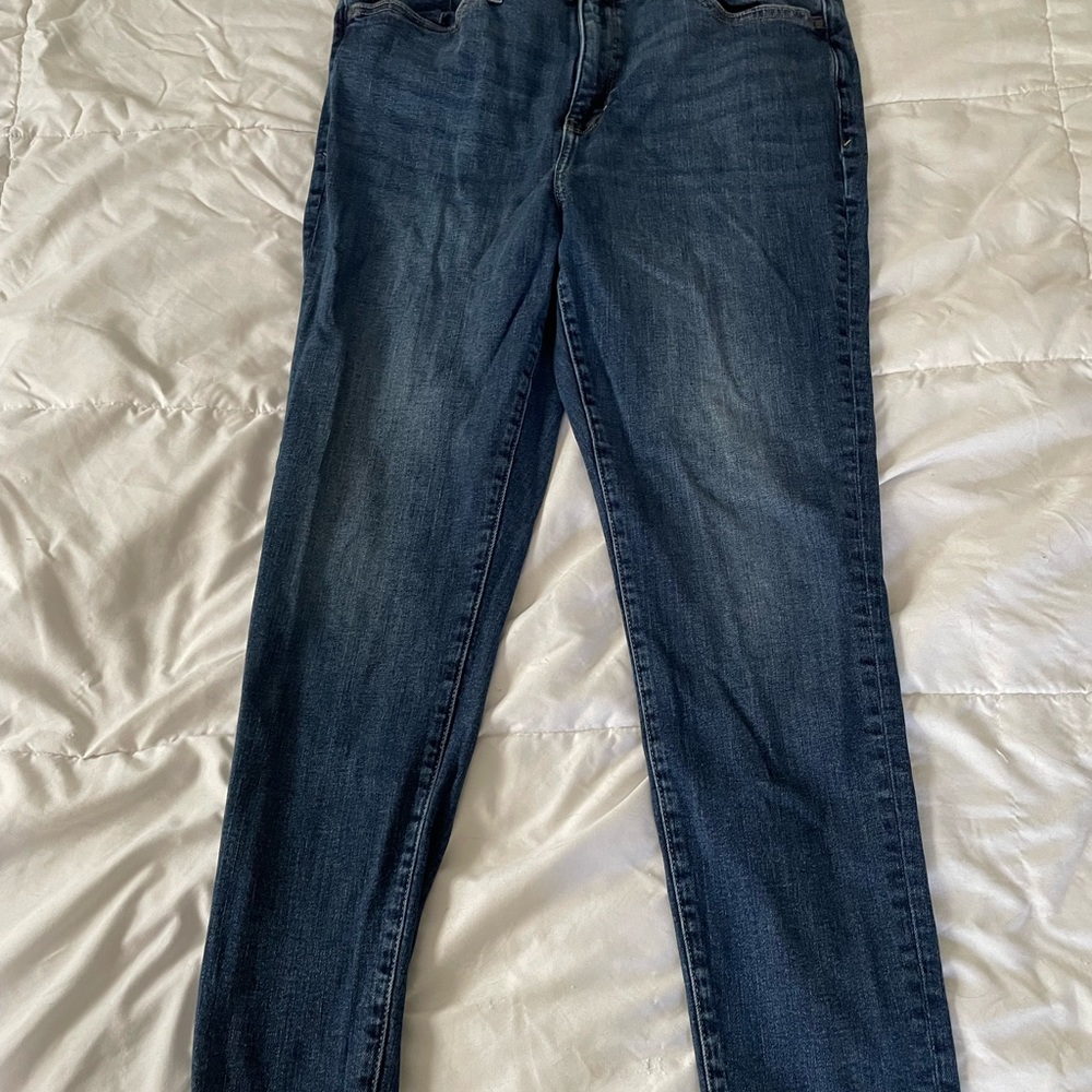 a.n.a. High Waisted Med/Dark Wash Skinny Jeans